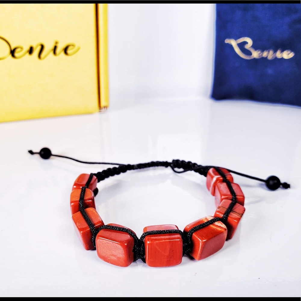 Red Jasper Square Beaded Bracelet
